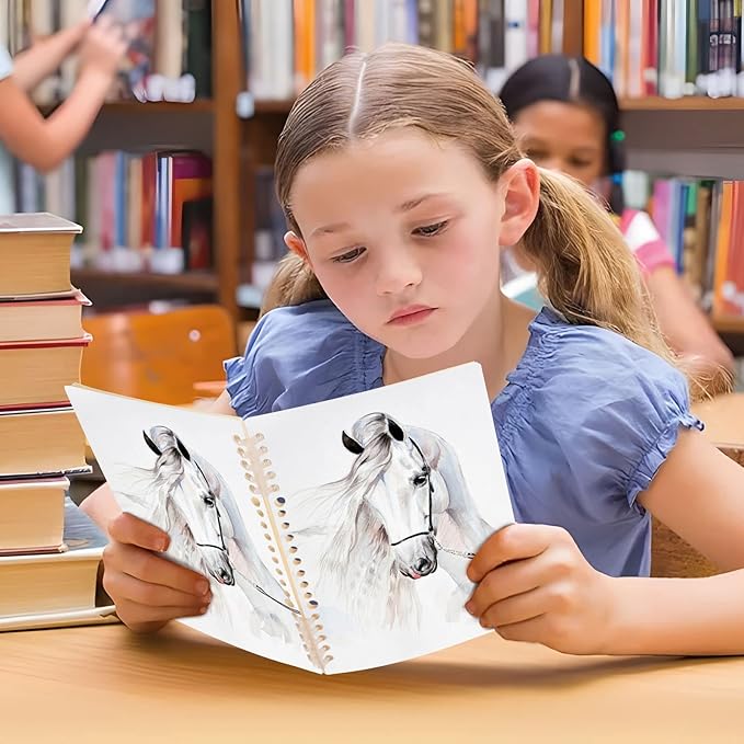 senya Spiral Notebook Ruled 2 Pcs, White Horse Journals for Study and Notes 60 Pages with Durable Hardcover