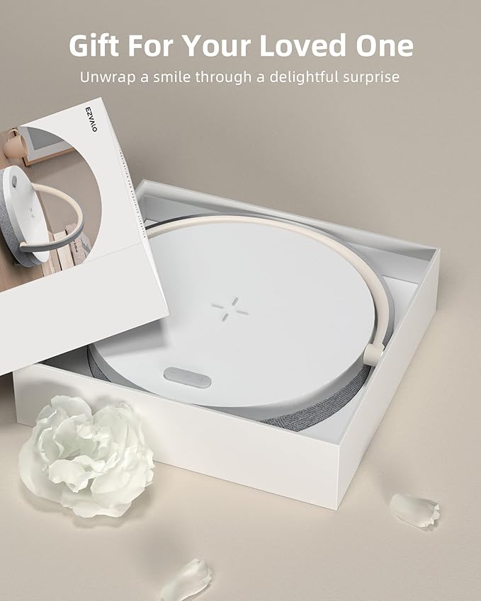 EZVALO Gift for Daughter, Music Table Lamp with Portable Bluetooth Speaker, 4 in 1 Touch Bedside Lamp with Wireless Charger, Phone Holder, Dimmable Night Light Birthday Gifts for Women, Mom