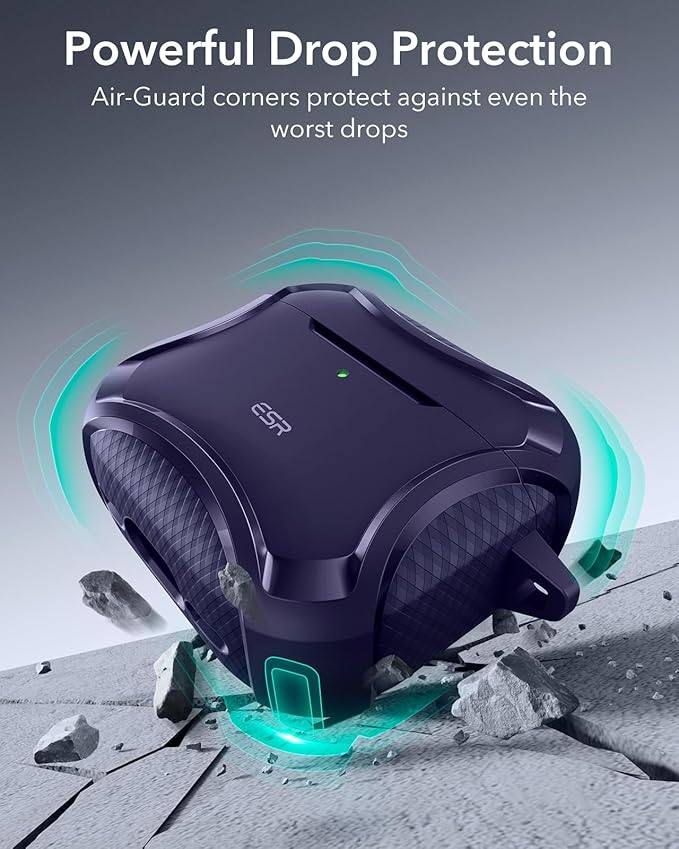 ESR for AirPods 4 Case, Compatible with AirPods 4th Generation Case (2024), Compatible with MagSafe, Powerful Drop Protection, Magnetic Lid, Cyber Series, Purple