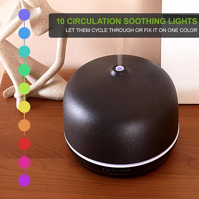 Ceramic Essential Oil Diffusers for Home Large Room, Aromatherapy Scent Air Diffuser Ultrasonic Aroma Defusers 500ml with Timed—Black- C