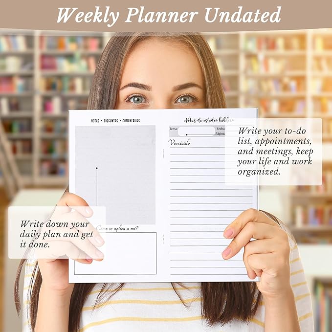 Qilery 30 Pcs Christian Gifts Bulk Pocket Planner 2025-2026 Prayer Journals for Women Men to Do List Weekly Goals for Pastors' Wives Appreciation Day Church Sunday School(Neutral Color,Spanish Bible)