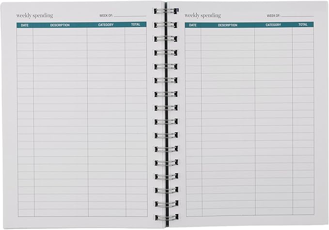 Erin Condren Inspired by Erin Condren Budget Planner, 12-Month Undated Spiral Financial Planner, Compact A5 Monthly & Weekly Budget Tracker with Layers Cover