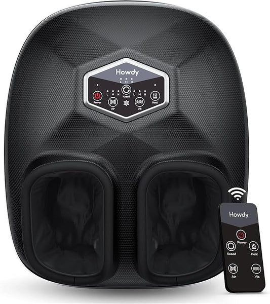 Howdy Foot Massager with Heat and Remote for Plantar Fasciitis, 2025 Heated Shiatsu Feet Massager for Neuropathy, Christmas Gift for Him Her Mom Dad, Wireless Control