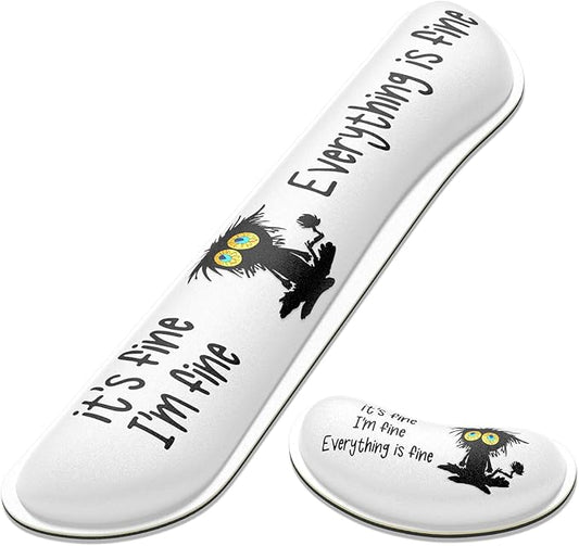 Dapesuom Enlarge Keyboard Wrist Rest, Memory Foam Wrist Cushion for Desk Mats Support, Typing Pain Relief Keyboard Mouse Pad Rests Set with Non-Slip Base for Gaming Laptop Office Computer, Cute Cat