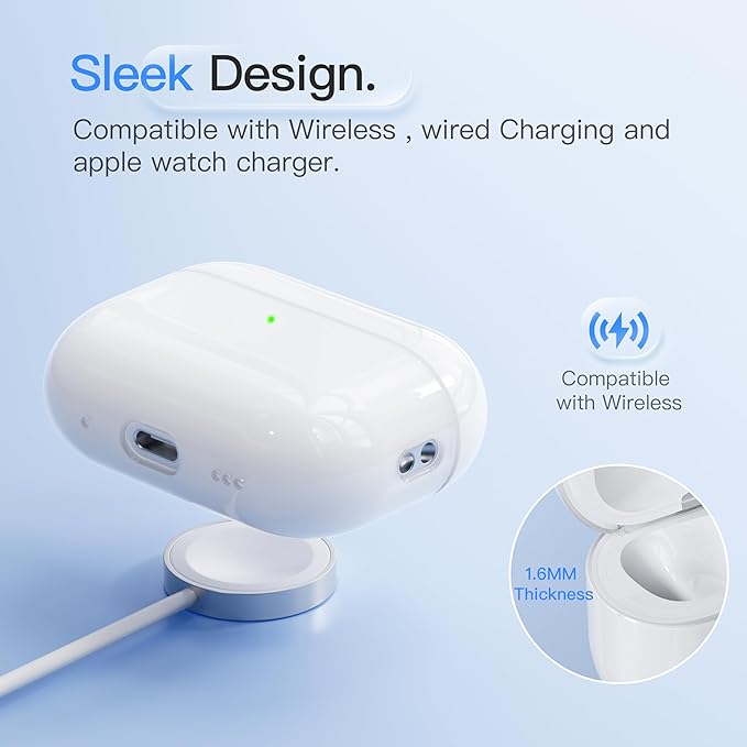 Case for AirPods Pro 3 Never-Sretch-Out DamonLight Shock-Proof Protective Semi Hard Silicone Case Compatible with Apple Airpods Pro 3rd Generation (White)