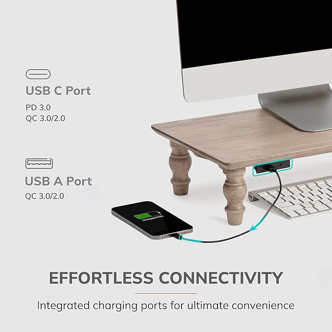 Anji Mountain Monitor Stand - Desktop Organizer & Laptop Riser, Ergonomic Monitor Riser, Space-Saving Monitor Stand for Desk, Durable Construction, Easy Assembly, Ideal for Home & Office,Biscotti