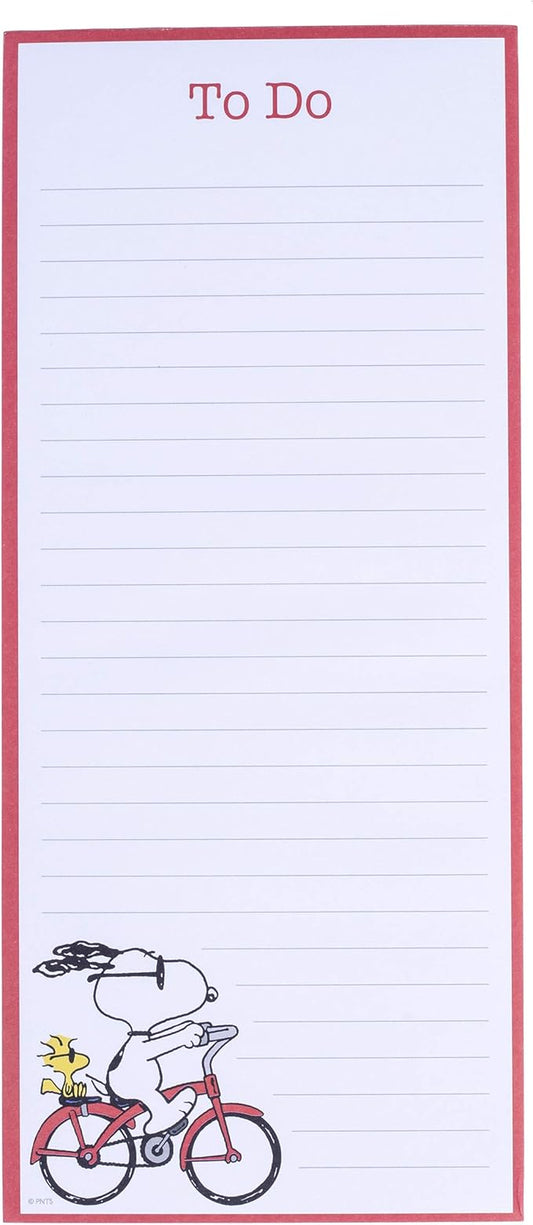 Graphique Magnetic Notepad - Peanuts Snoopy Bike Grocery and Shopping List - Fun Decorative To-Do List - Perfect House Warming Gifts - 100 Tear off Sheets (4" x 9.25" x .5")
