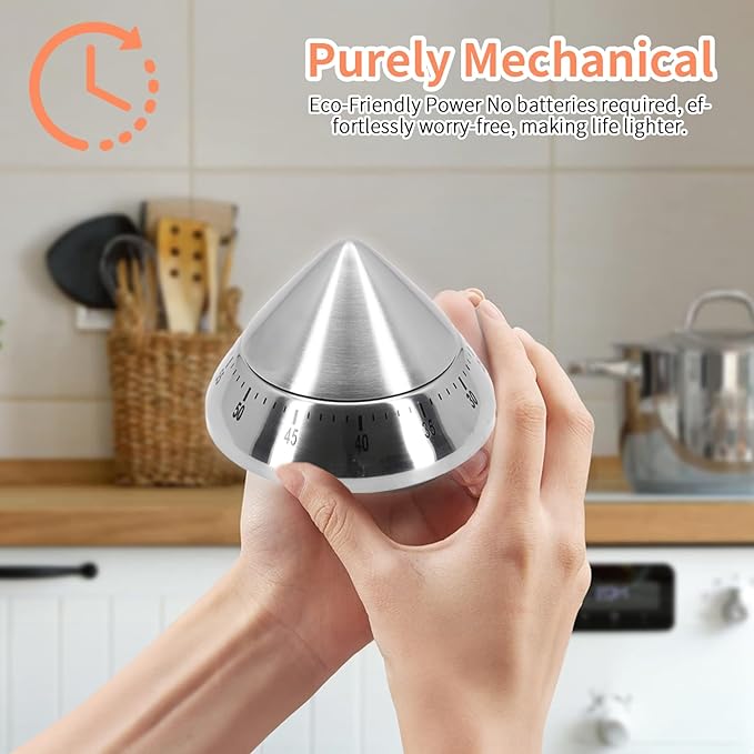 Mechanical Kitchen Timer, Cute Wind Up 60-Minute Manual Countdown for Kids, Classroom, Home, Study and Cooking