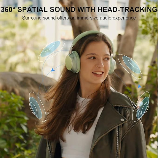 T-fun NC35 Hybrid Active Noise Cancelling Headphones, 360° Spatial Audio with Head Tracking, Over Ear Headphones Wireless Bluetooth 5.3, 55H ANC Playtime, Deep Bass, Custom EQ via App, for Travel Home