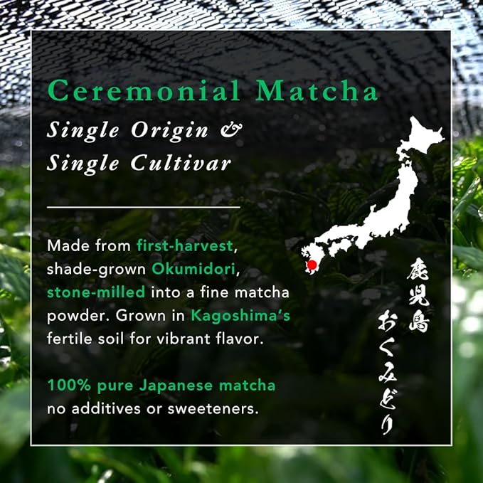 Emptea Ceremonial Grade Matcha - Single Cultivar Okumidori Kagoshima First Harvest Stone-milled Premium Organic Japanese Green Tea Powder 1.06 oz (30g)