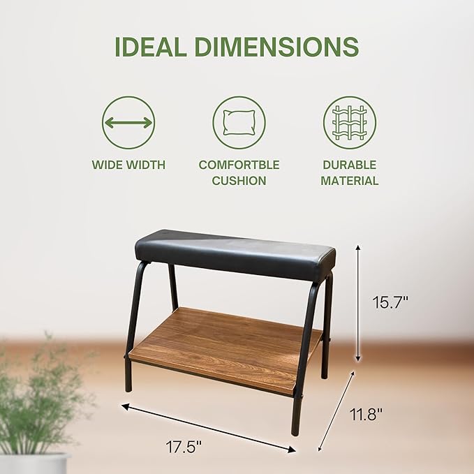 Double Step Footrest Under Desk Versatile Foot Stool Ottoman for Comfortable Desk Work Office Life (Black)