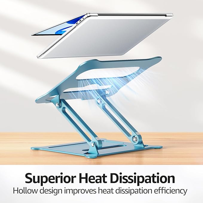 Urmust Laptop Notebook Stand Holder Adjustable Ultrabook Stand Riser Portable Compatible with MacBook Air Pro HP Dell XPS Lenovo All laptops 10-15.6"(Blue)