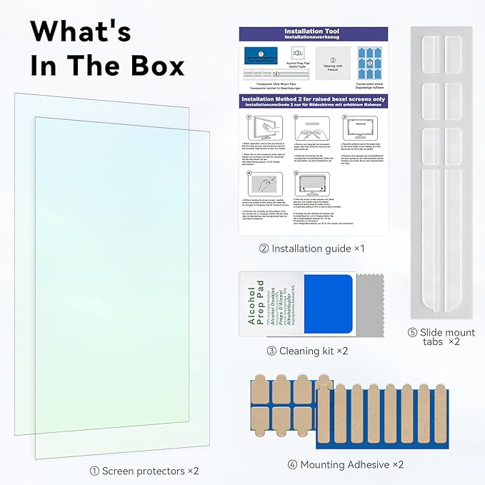[2-Pack] 24 Inch Anti Blue Light Anti Glare Computer Screen Protector for 16:9 Widescreen Monitor, Removable Anti-Scratch Anti-UV Blocking Screen Filter, Eye Protection Reduce Eye Fatigue and Strain