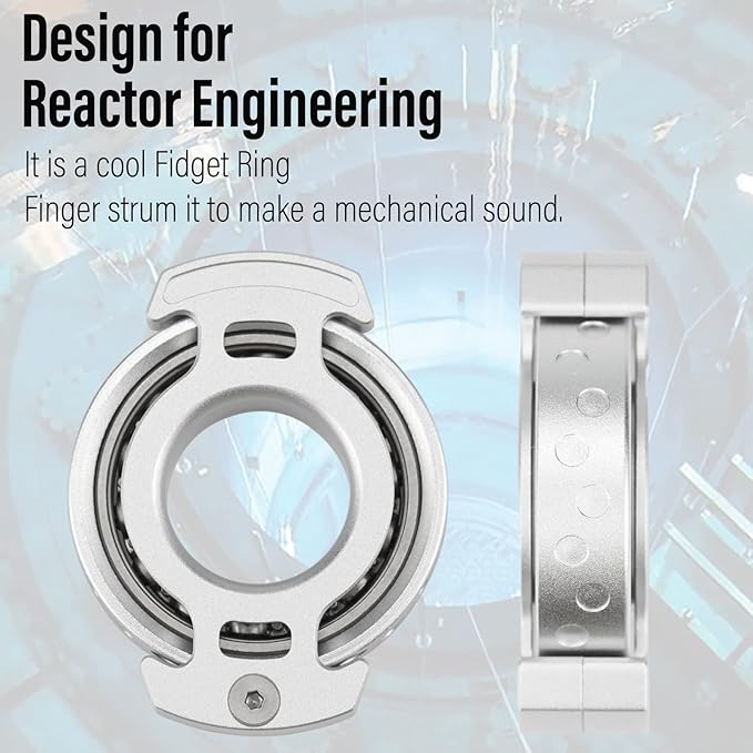 FREELOVE Ring Fidget Spinner for Adults, Men Finger Haptic Roller, Small Metal Clicker Toys, Ball Bearing, Black Fingears Spinning EDC for Anxiety Stress, Silver