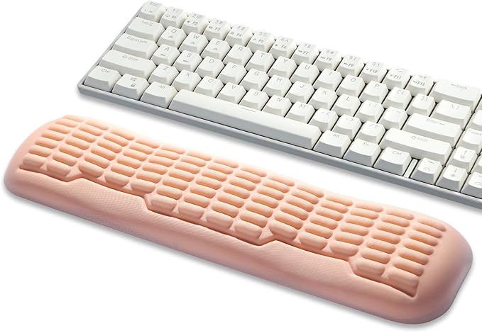 UnivoColors Memory Foam Keyboard Wrist Rest,Latest 3.0 Wave Curve Design,High-Resilience Memory Foam Non-Slip Base,Fits Compact Keyboards,Ideal for Work and Gaming(Flesh Pink)