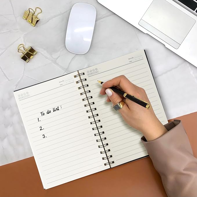 Funny Spiral Journal Notebook - 1Pcs ENDLESS LISTS Humorous Quote A5 Spiral Notebook Black Hardcover Diary Notepad Office Coworker White Elephant Gift College Student Gift Birthday Party Favor