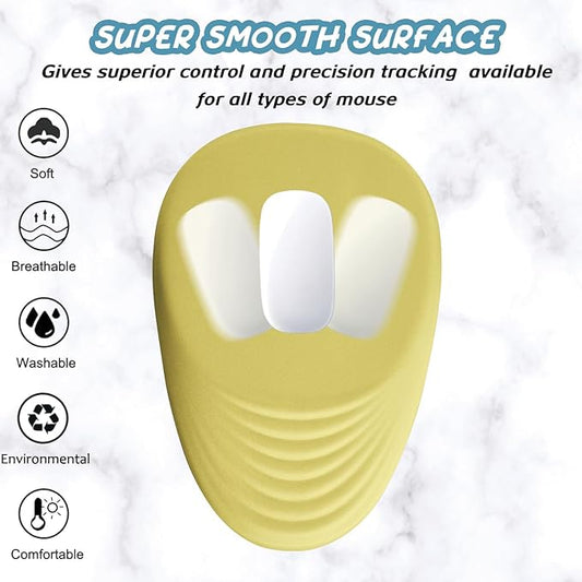 Ergonomic Mouse Pad Wrist Support, Yellow Mouse Pad with Wrist Rest, Foam Massage Design & Non-Slip PU Base MousePads for Pain Relief, Desk, Office, Home