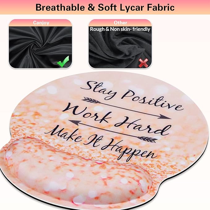 Mouse Pad with Wrist Support, Canjoy 3-in-1 Keyboard Wrist Rest + Ergonomic Mouse Pad + Coaster, Gel Wrist Rest for Computer Keyboard, Easy Typing & Pain Relief