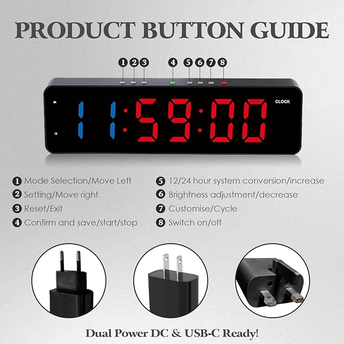 Gym Timer 15'.7' Large Wall Clocks for Home Gym, Interval Workout Countdown Clock Remote Control for Boxing Fitness Home Gym Sport Accessories