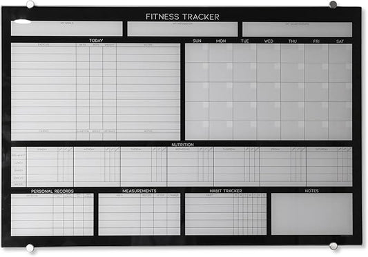 GLASSBOARD STUDIO High-End Tempered Glass Dry Erase Whiteboard - Ideal Planner, Goal and Task Board for Fitness Tracking - Perfect Schedule Board for Home, Apartment, and Gym Use (24in x 36in)