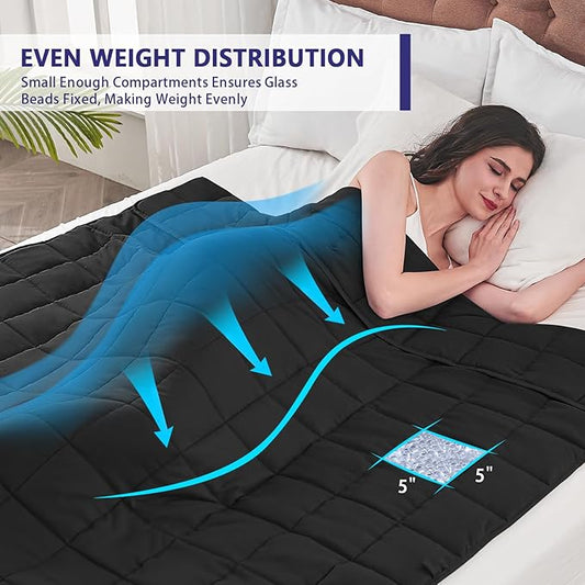 King Size Weighted Blanket for Adults (20 lbs, 80” x 87”, Black) Cooling Heavy Blanket for Sleeping Perfect for 190-210 lbs, Breathable Blanket for Adults & Couple All Season, Machine Washable