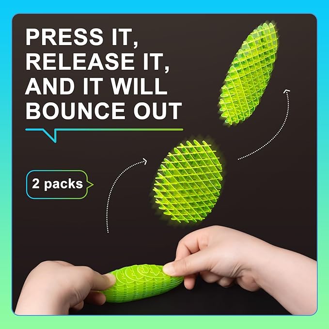 Fidget Worm Toy - Fidget Toys Adults | Sensory Toys for Kids with Autism & ADHD | Fidgets for Kids & Teens | Calming Tools for Stress | 2-Pack Quiet Fidget Toys for Desk & Classroom (Green+Blue,Small)