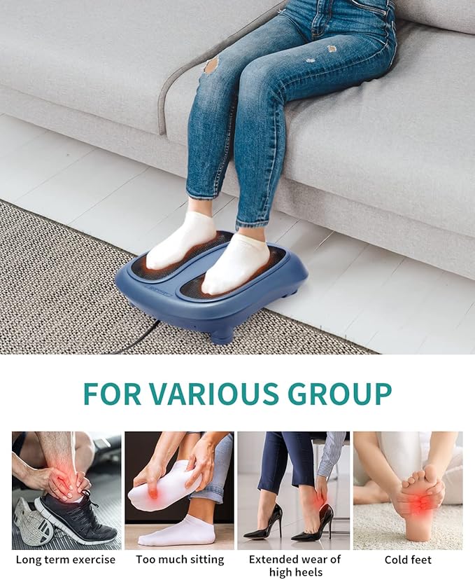 Nekteck Foot Massager with Heat, Shiatsu Foot Massager for Neuropathy, Plantar Fasciitis, Electric Heated Foot Massage Machine for Pain Relief and Circulation, Gifts for Man Woman Her Him Birthday