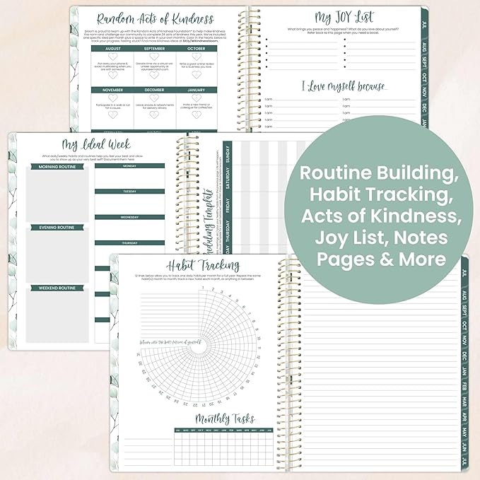 bloom daily planners 2025-2026 (8.5" x 11") Academic Year Day Planner (July 2025 - July 2026) - Weekly & Monthly Dated Agenda Organizer with Stickers & Tabs - Boho Greenery