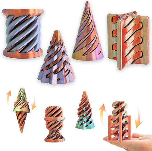 4 Packs Impossible Cone,Spiral Cone Fidget Toy,Impossible Cones passthrough Impossible Pyramid for Relaxing,Spiral Fidget Toy passthrough Impossible Cone,Birthday for Adults & Kids