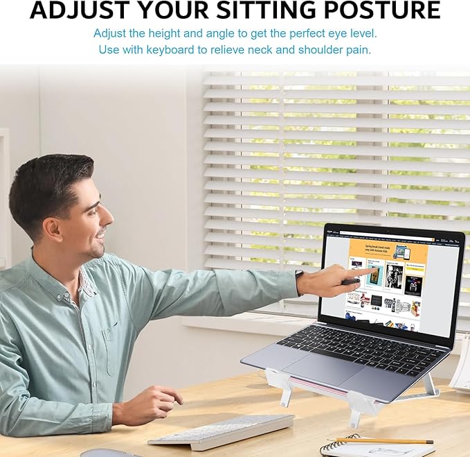 Laptop Cooler LED Light Laptop Stand with fan2 USB Ports, for 14-17inch laptops, Height StandErgonomically Gaming Laptop Cooling pad ，Silver-3