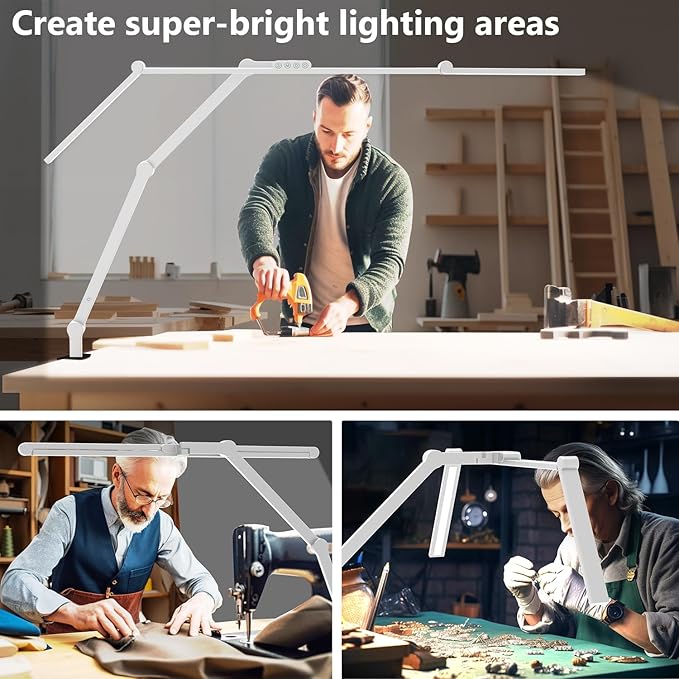 36W Ultra Bright Architect Desk Lamp with Clamp, Tall Overhead Rotatable Led Desk Light for Home Office, 47Inch Long Adjustable Monitor Light Bar with Remote for Computer Screen Desktop Table