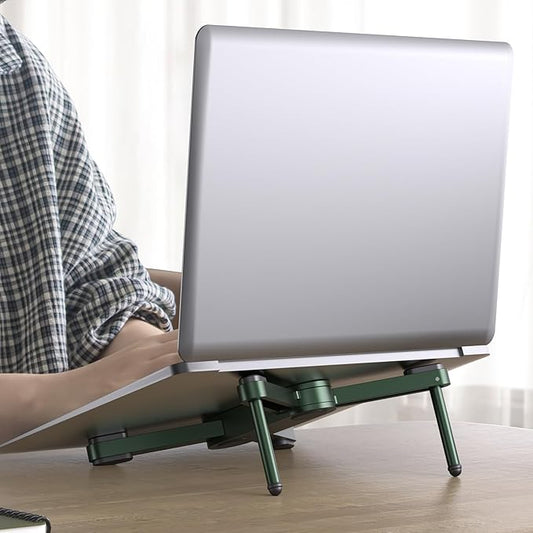 New Concept Laptop Stand - Adjustable Ergonomic Aluminum Riser for MacBook Pro/Air up to 15.6” - Foldable & Portable Computer Stand for Desk, Students, Office, Travel, Gaming - Green