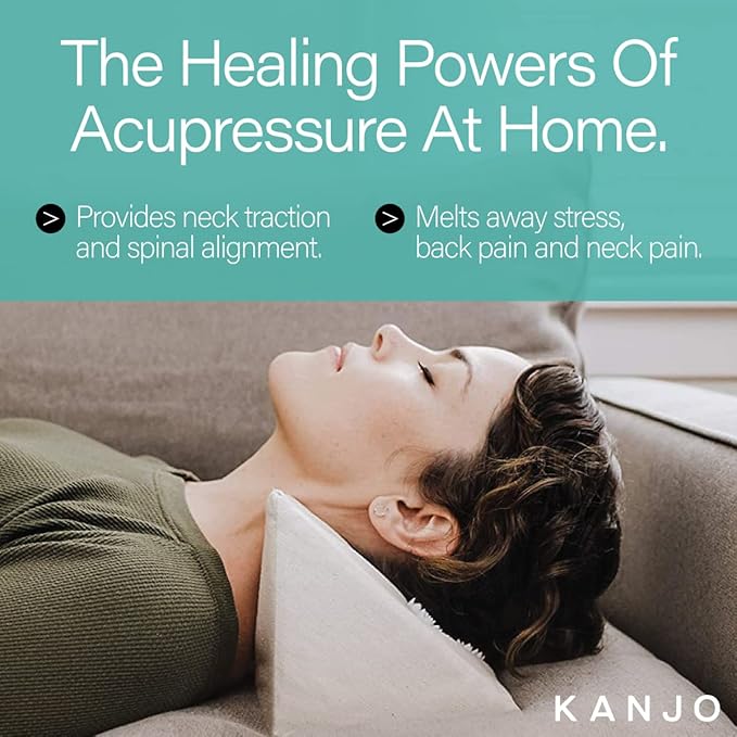Kanjo Acupressure Neck Pain Relief, Cervical Traction Wedge Pillow - High Density Memory Foam Core - Cervical Traction Neck Pillow - Relieves Back and Neck Pain, Stress Relief