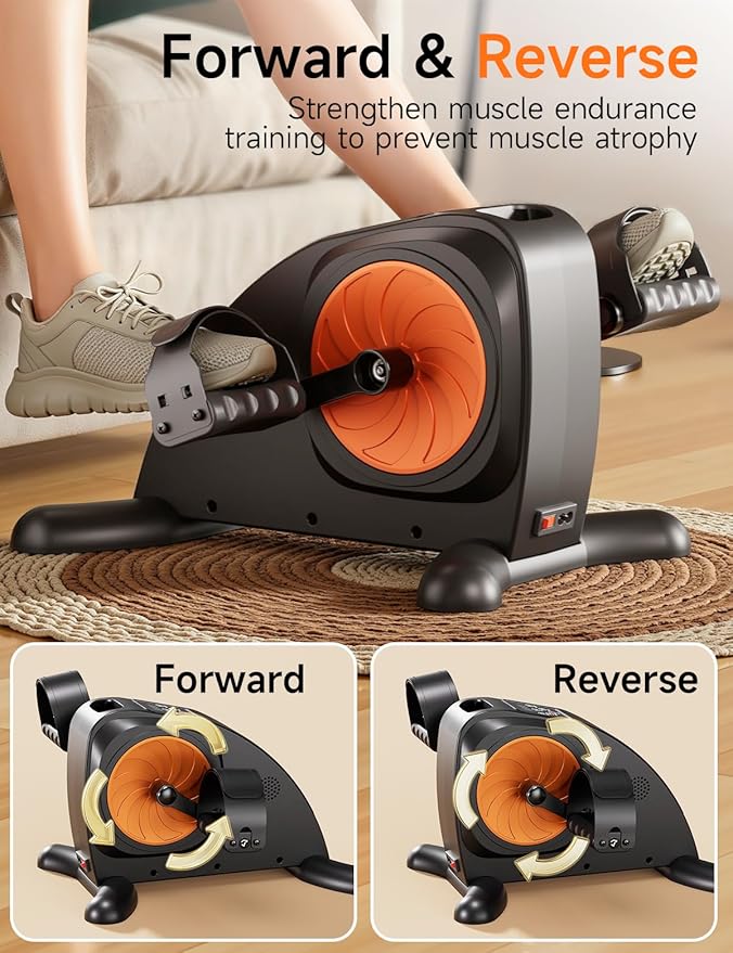 Mini Exercise Bike, Portable Under Desk Cycle Bike with 12 Adjustable Speeds for Arm/Leg Exercisers, Low-Impact Cardio Cycling Equipment, Remote Control & LCD Display Inner Thigh Exerciser