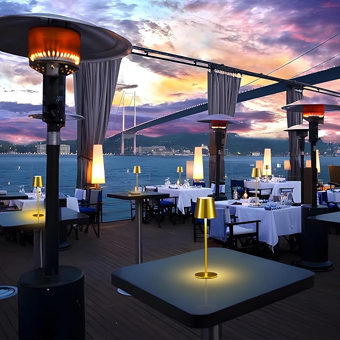 2 Pack Cordless Table Lamp,Portable LED Desk Lamp, 6000mAh Battery Operated, 3 Color Stepless Dimming Up, for Restaurant/Bedroom/Bars/Outdoor Party/Camping/Coffee Shop Night Light(Gold)