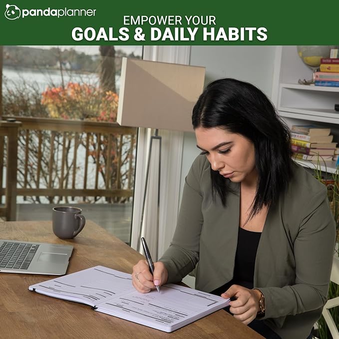 Panda Planner Pro 2025-2026 – Undated Productivity Planner with Daily, Weekly & Monthly Layouts – Large 8.5x11 Goal Tracker, Habit Planner, Time Management & Focus Organizer – Dark Green