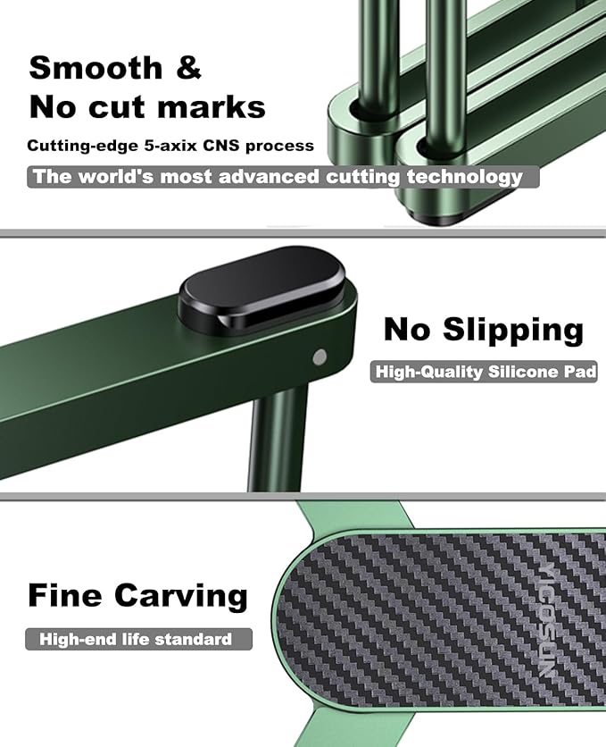 New Concept Laptop Stand - Adjustable Ergonomic Aluminum Riser for MacBook Pro/Air up to 15.6” - Foldable & Portable Computer Stand for Desk, Students, Office, Travel, Gaming - Green