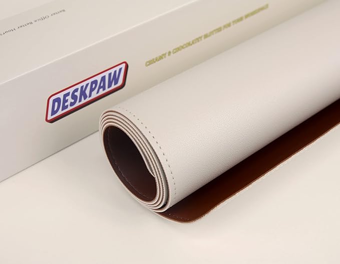 Dual-Sided Leather Desk Pad,Blotter for Laptop Computer,Mouse Pad,Writing,Drawing,Arts and Craft Mat (17"x35", Beige/Brown)