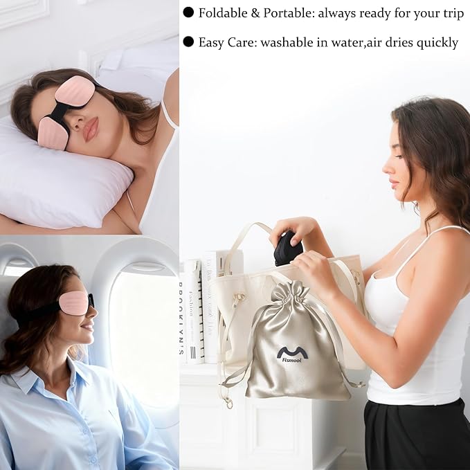 Sleep Mask for Side Sleeper Women Men, Eye Mask for Sleeping Light Blocking, Zero Eye Pressure 3D Sleeping, Pink