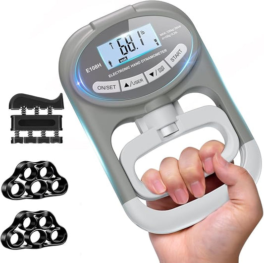 Grip Strength Tester Hand Dynamometer - Grip Strength Trainer Electronic Hand Gripper Strengthener Wrist Exerciser Meter Digital Training Gauge 265 Lbs / 120 Kgs for Sport School Home Use