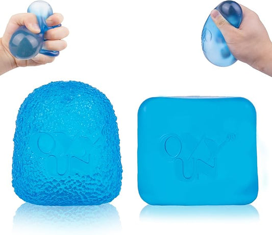 Stress Cube Squishy Balls - Slow Rising Stress Balls Stretchy Fidget Ice Cube for Anxiety Stress Relief, Gel Filled Sensory ice Cube Squishy Ball Toys for ADD/ADHD Kids Adults (Cube,Ellipsoid)