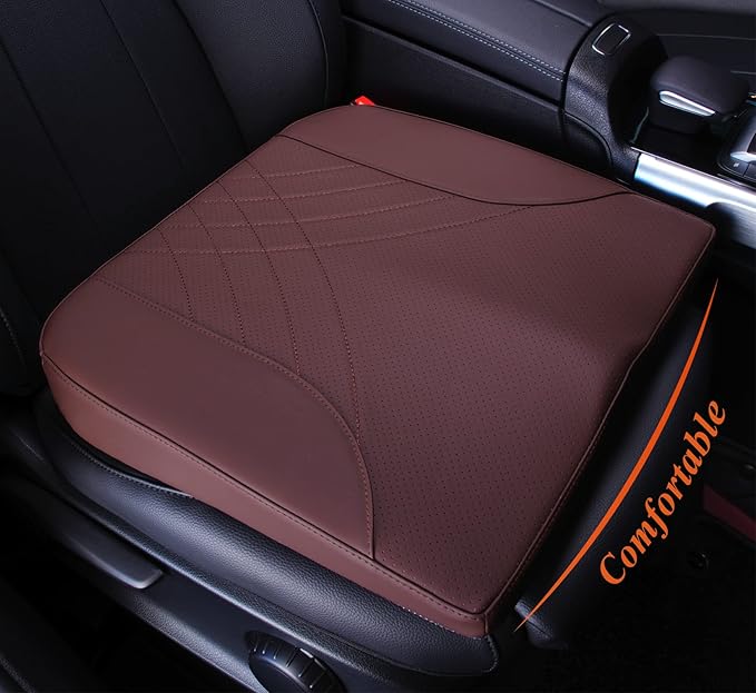 kingphenix Premium Car Seat Cushion, Memory Foam Driver Seat Cushion to Improve Driving View- Coccyx & Lower Back Pain Relief - Seat Cushion for Car, Truck, Office Chair (Brown)