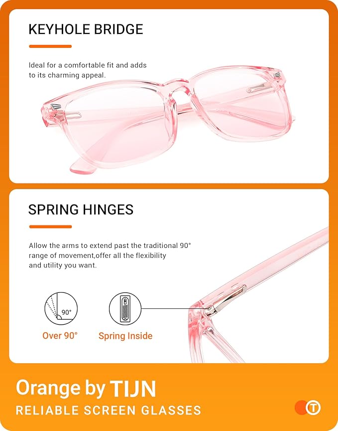 TIJN Blue Light Blocking Glasses for Women Men Clear Frame Square Nerd Eyeglasses Anti Blue Ray Computer Screen Glasses