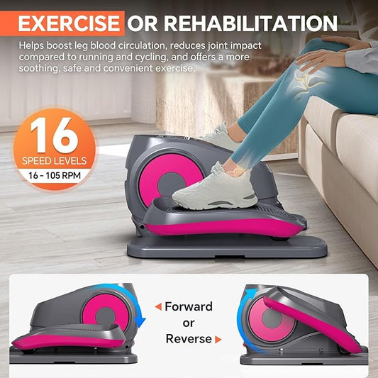 2025 New Under Desk Elliptical Machine, Electric Ellipse Leg Exerciser Pro As Seen On TV with 16 Adjustable Speed, Quiet and Fully Assembled with Remote Control & Non-Slip Foot Straps