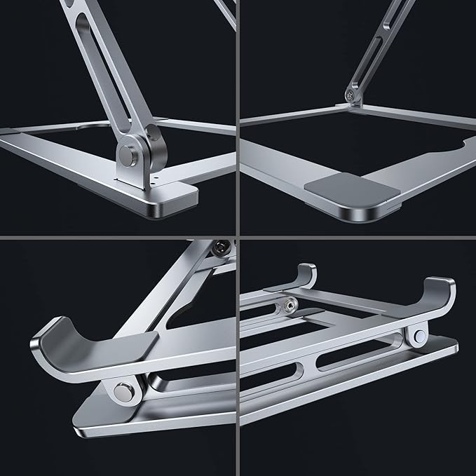 Laptop Stand for Desk, Adjustable Laptop Stand Holder Portable Laptop Riser with Multi-Angle Height Adjustable Computer Stand for MacBook Air/Pro and More Notebooks 10-17.3"-Silver
