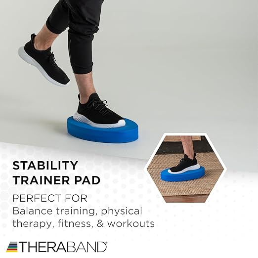 THERABAND Stability Trainer Pad, Intermediate Level, Soft, Blue Foam Balance Pad for Physical Therapy, Exercise Pad for Core Strength, Lightweight Non-Slip Balance Trainer, Portable Foam Pad for Home or Clinic Use