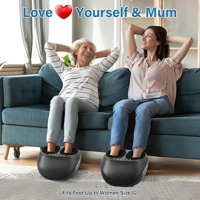 Foot Massager Machine, Shiatsu Foot Massager with Heat, Remote Control, Multiple Massage Modes & Adjustable Intensity, Deep-Kneading Massager Fits Feet Up to Women Size 12, Black/ZL1