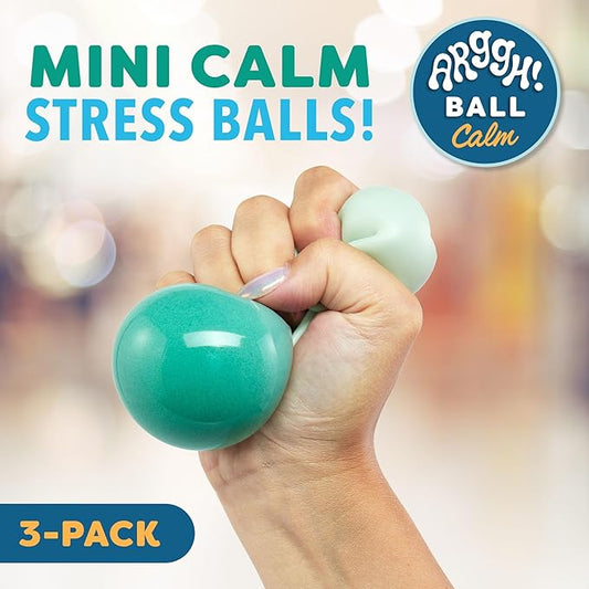 Power Your Fun Arggh Calm Mini Stress Balls for Adults and Kids - 3pk Squishy Stress Balls, Color Changing Resistance Fidget Toys Sensory Calming Stress Relief Squeeze Toys (Green, Orange, Blue