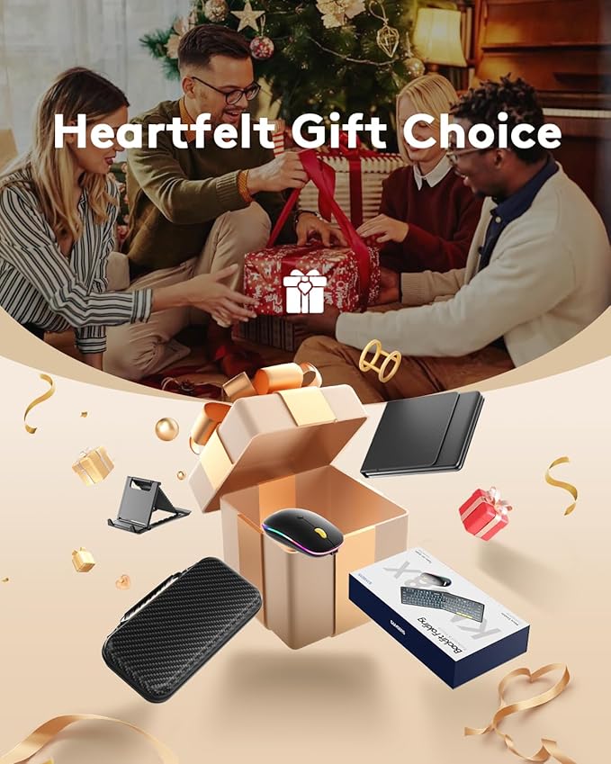 Foldable Keyboard and Mouse, Samsers KM08X Folding Bluetooth Keyboard Mouse Combo with Backlight, 2.4G + BT5.0 x 2, Full-Size Travel Keyboard & Portable Wireless Mouse for Windows iOS Mac OS Android