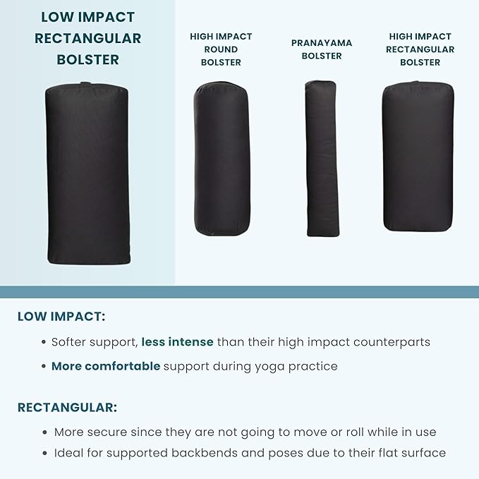 Everyday Yoga Premium Bolster, Meditation Pillow, Super Soft & Lightweight with Carry Handle - Firm Support for Restorative Yoga, Multi-color